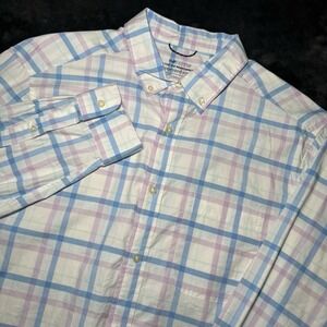Vineyard Vines Shirt Men Large Blue On The Go Performance Plaid OTG Preppy Nylon